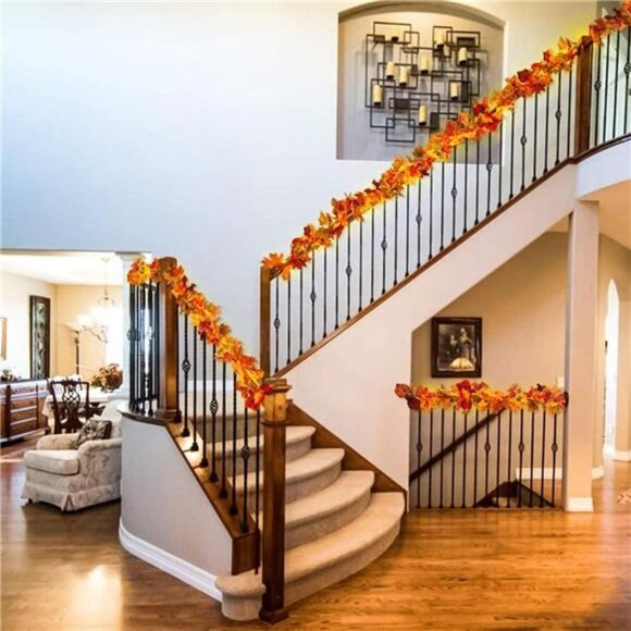 "6.6 FT Maple Leaf Garland String Light, 20 LED Fall Maple Leaf Thanksgiving - Picture 2 of 10